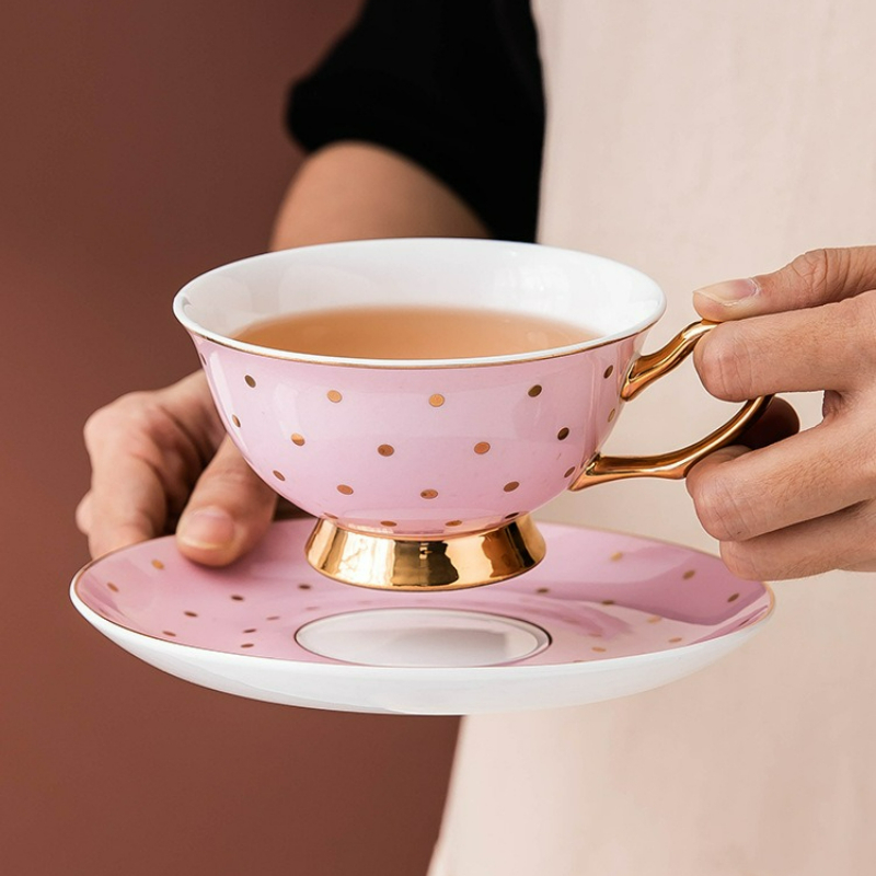 Coffee Tea Drinks - Tazas de Café de Cerámica Rosa