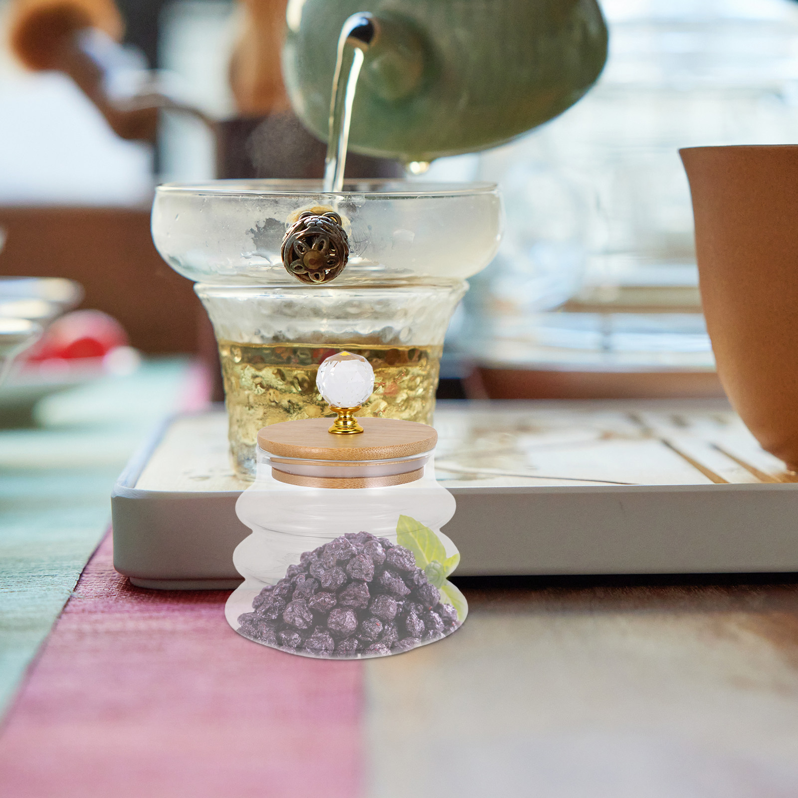 Coffee Tea Bean Leaf - Frasco de Vidrio Transparente con Tapa