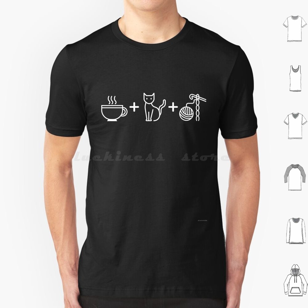 T And Tea Coffee - Café, gatos y ganchillo-Camiseta negra de