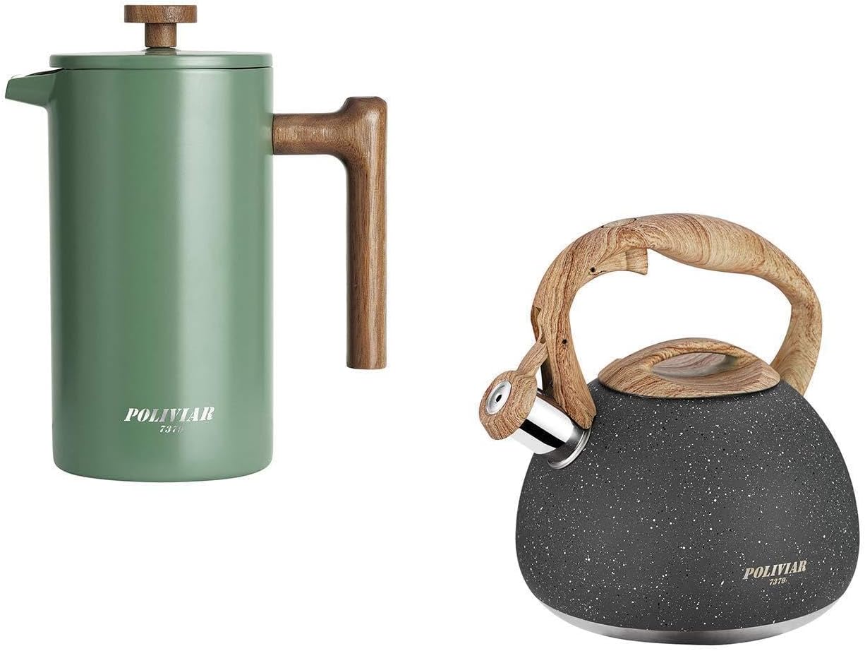 French Press Coffee & Tea - POLIVIAR Cafetera de Prensa Francesa de