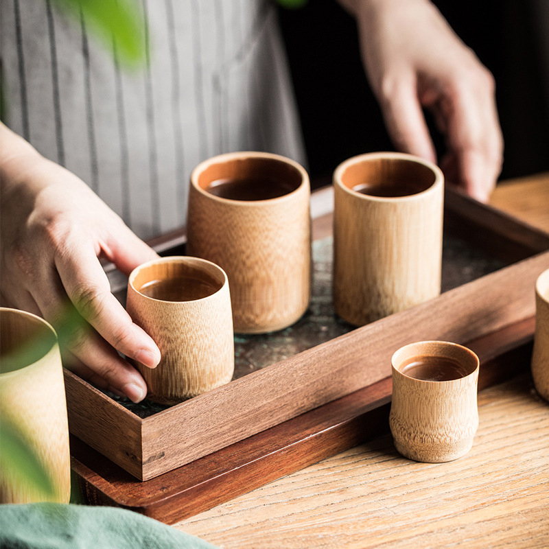 Coffee Tea Japan - Taza de bambú tallada Natural para