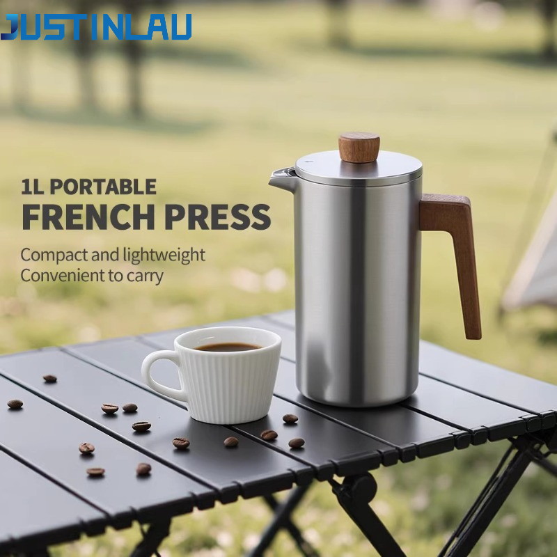 French Press Coffee & Tea - Cafetera Francesa de Acero Inoxidable JUSTINLAU