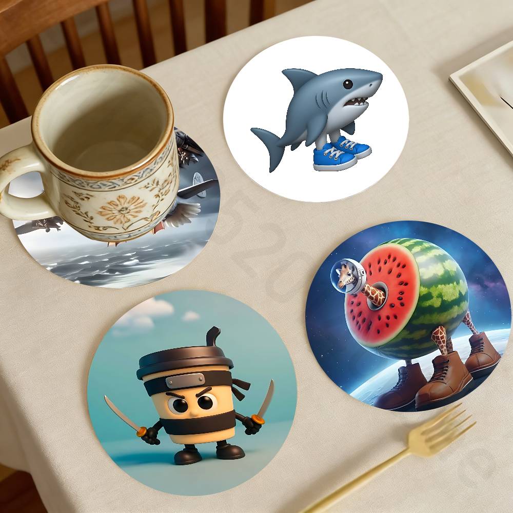T And Tea Coffee - Posavasos de Madera Art B-Brainrot T-Tralalero