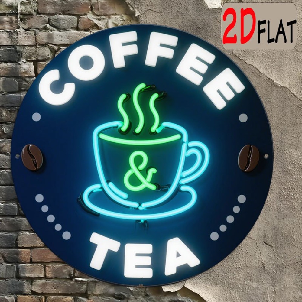 Letrero redondo de metal con e - Coffee Tea Neon Sign reseña y precio