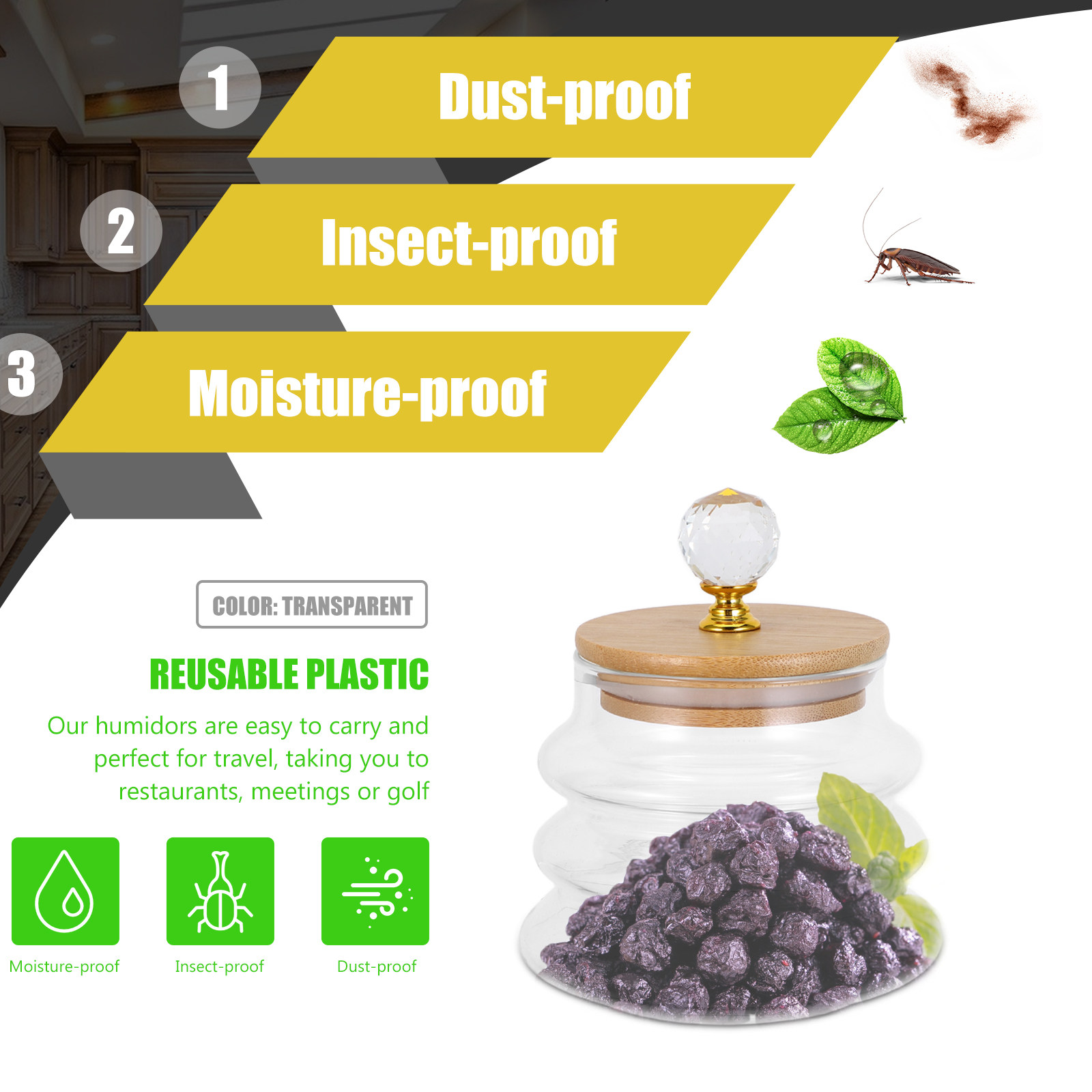 Frasco de Vidrio Transparente  - Coffee Tea Bean Leaf reseña y precio