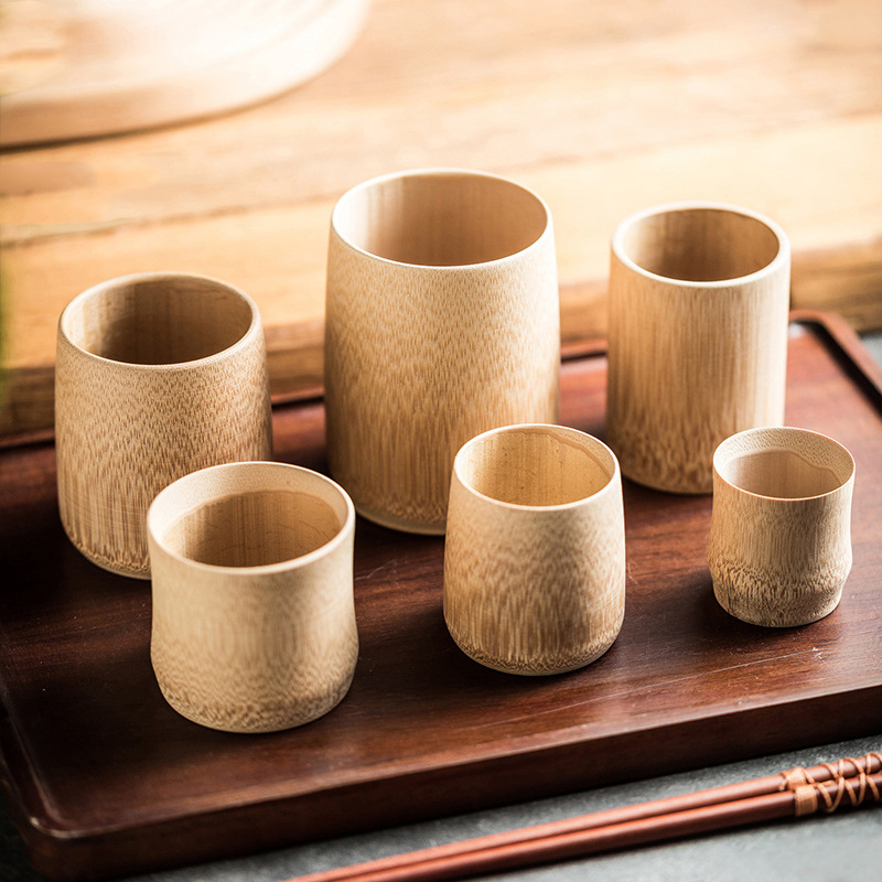Taza de bambú tallada Natural  - Coffee Tea Japan reseña y precio