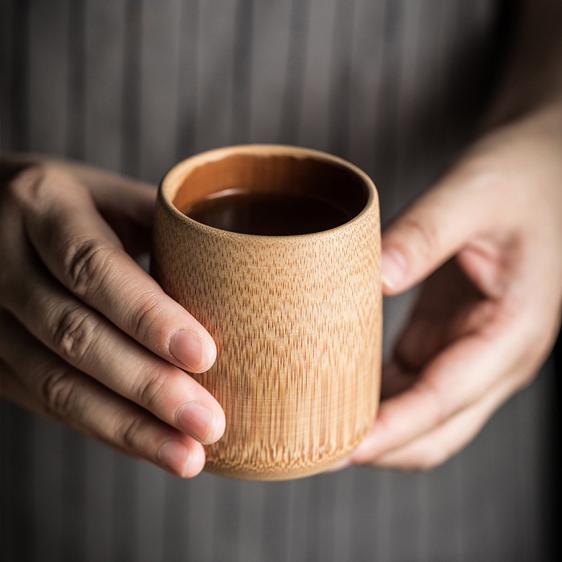Taza de bambú tallada Natural  - Coffee Tea Japan reseña y precio